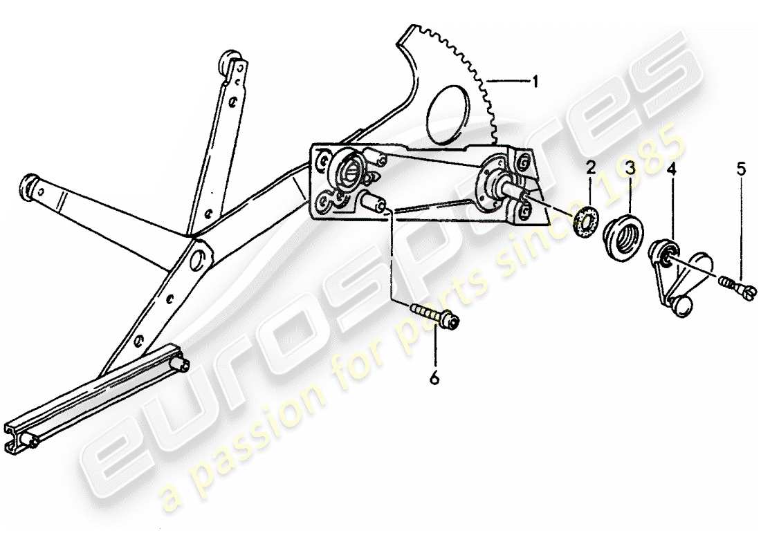 porsche 1991 (964) window regulator - manually parts diagram