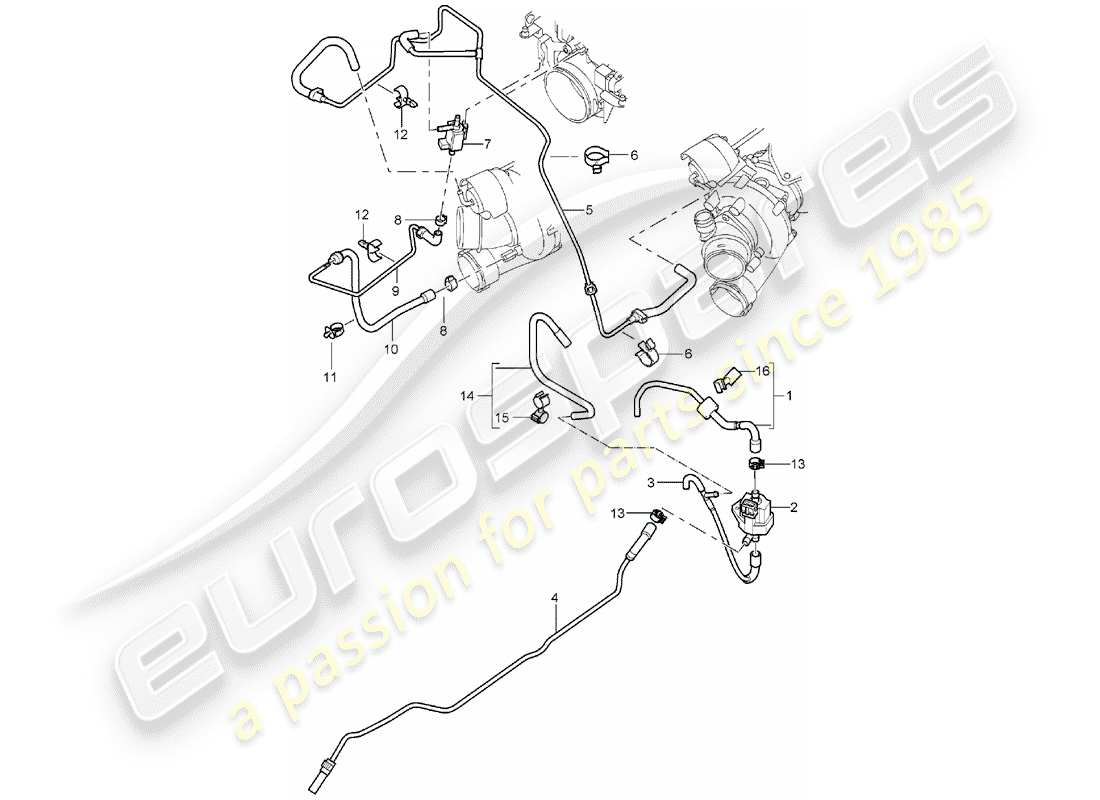 porsche cayenne (2003) exhaust gas turbocharger part diagram