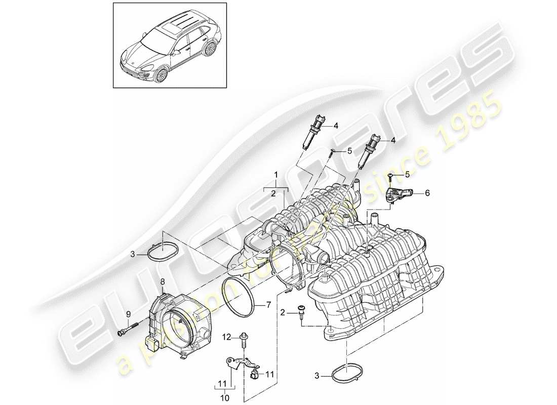 porsche 2013 (cayenne e2 92a) intake air distributor part diagram