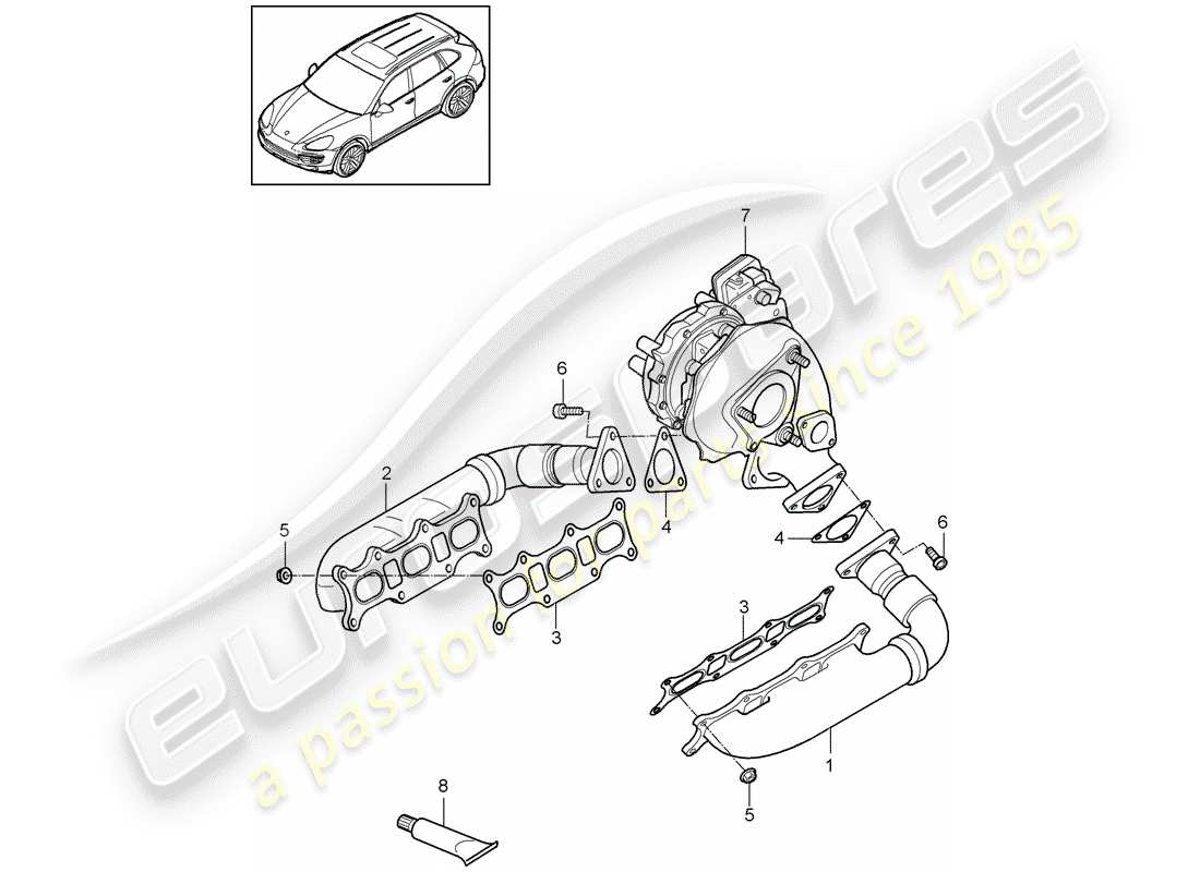 porsche 2016 (cayenne e2 92a) exhaust system part diagram