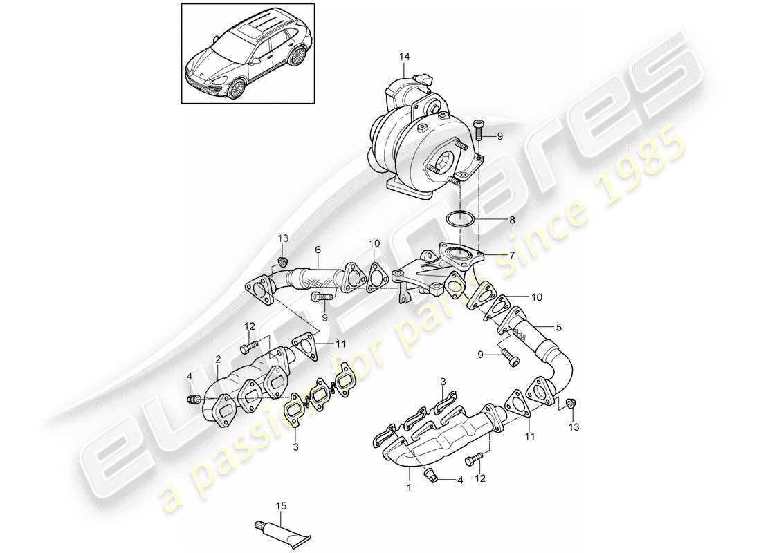 porsche 2018 (cayenne e2 92a) exhaust system part diagram