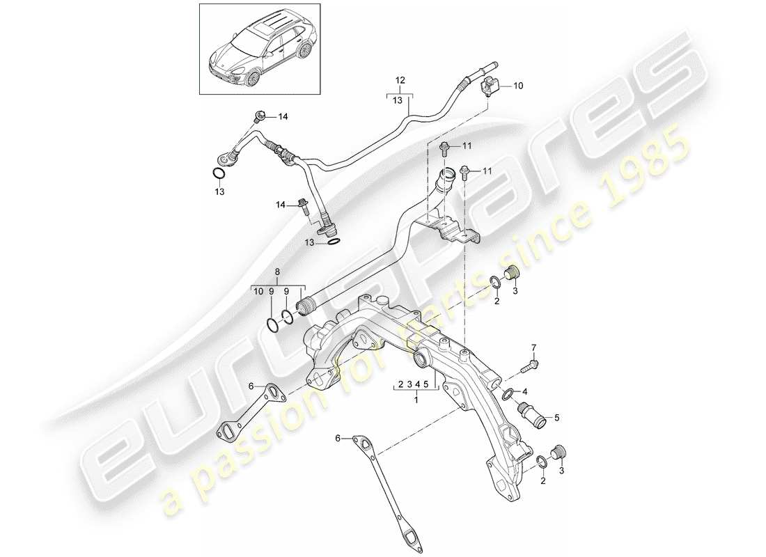 porsche 2018 (cayenne e2 92a) water cooling 1 part diagram