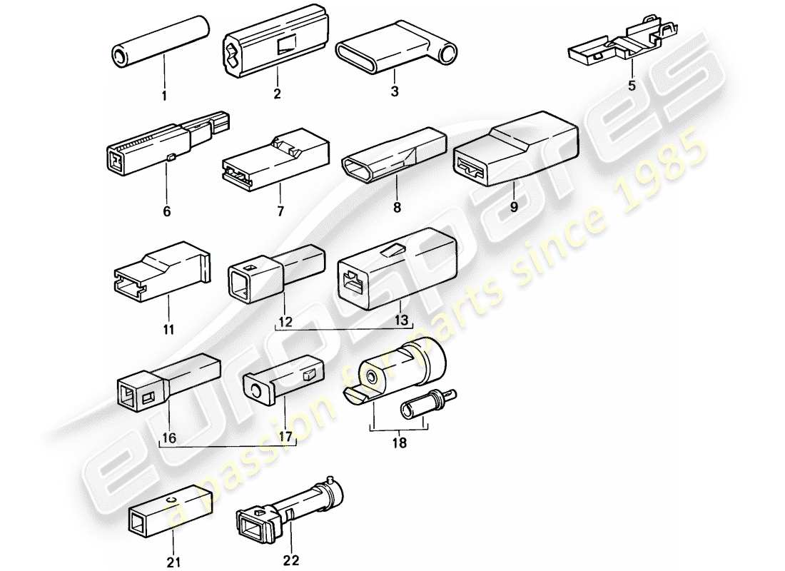 porsche 1986 (944) butt connector - connector housing - single pole part diagram