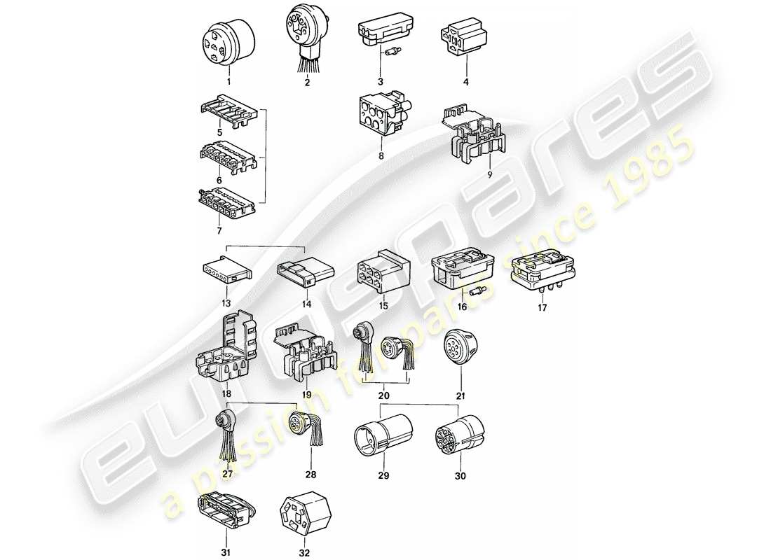 porsche 1988 (944) connector housing parts diagram