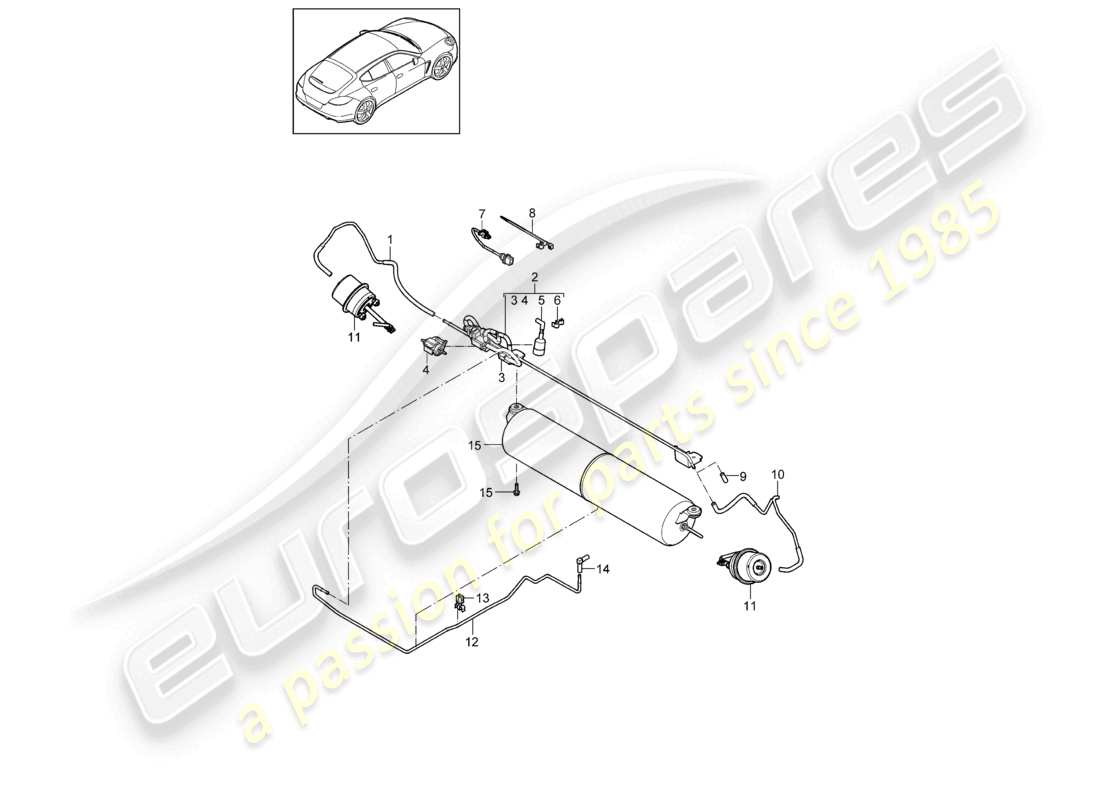 porsche 2010 (cayenne e1 9pa) exhaust system control line parts diagram