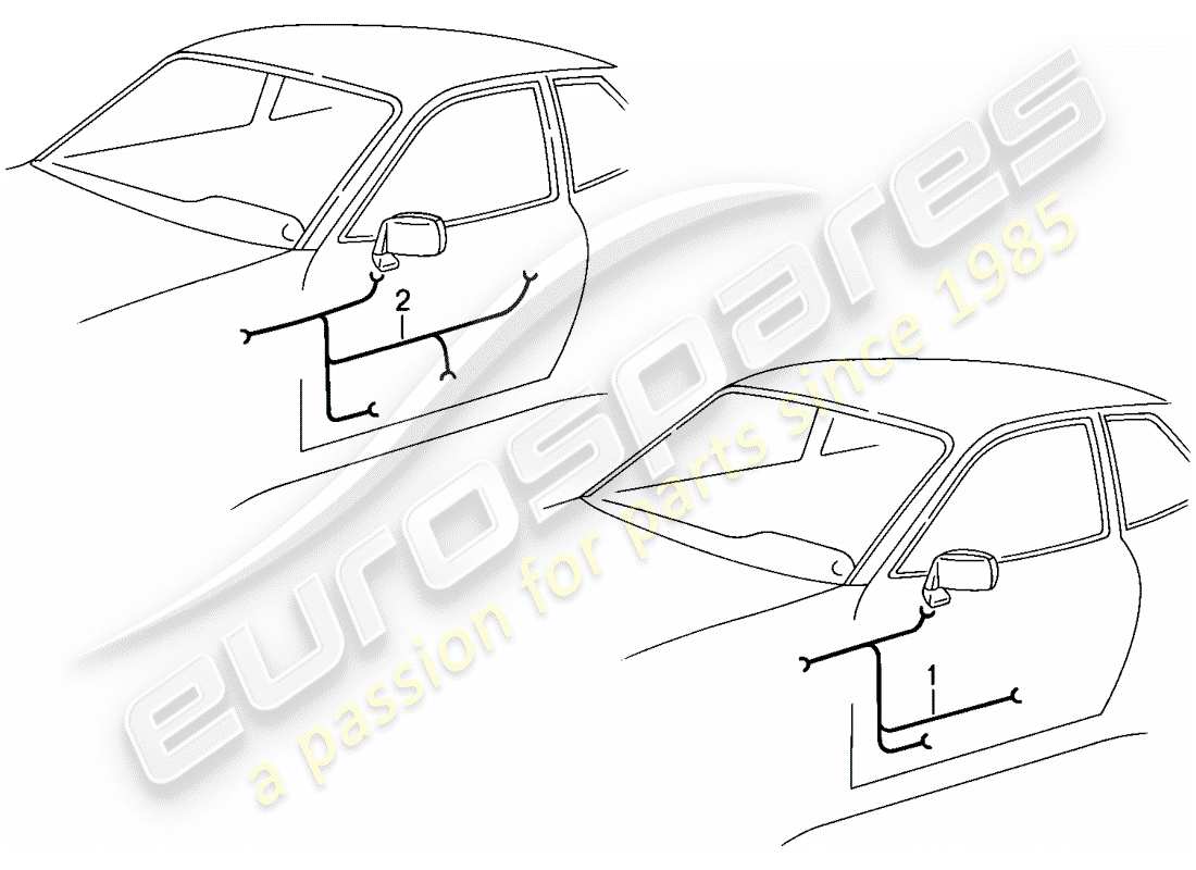 porsche 1988 (944) wiring harnesses - doors parts diagram