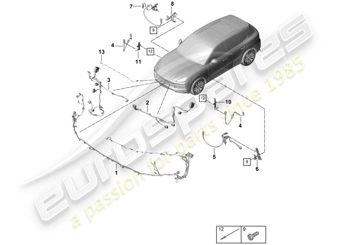 porsche 2019 (cayenne e3 9ya/9yb) wiring harnesses part diagram