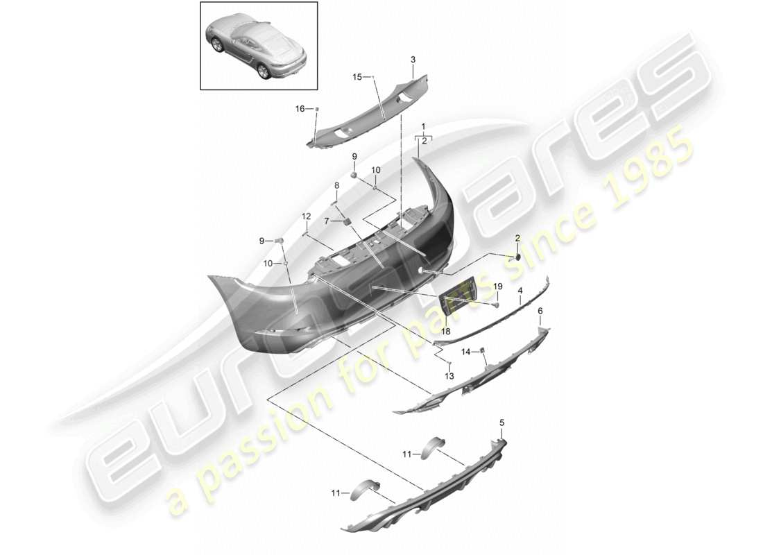porsche 2020 (718 cayman) bumper front gts 4.0 part diagram