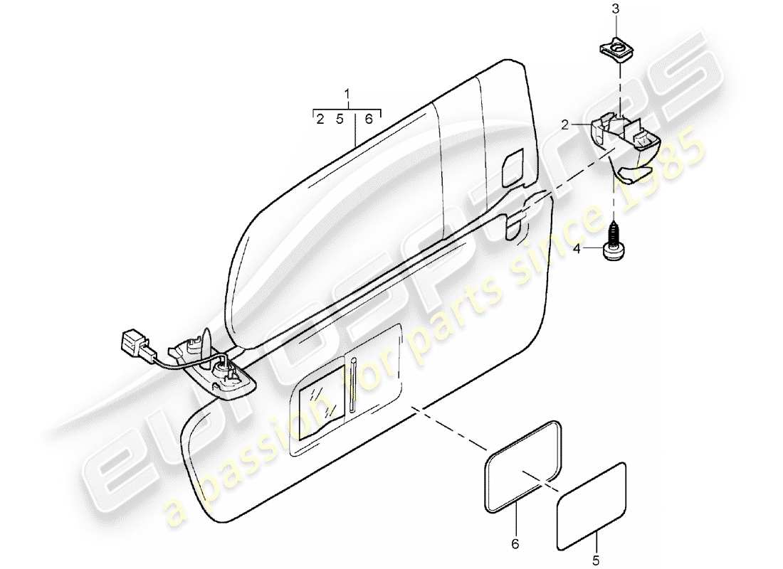 porsche 2003 (cayenne e1 9pa) sun vizors part diagram