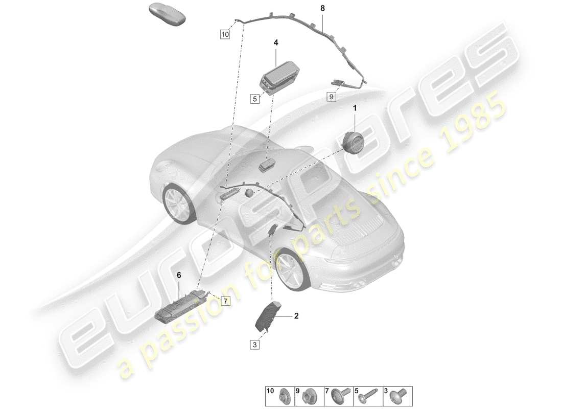 porsche 2019 (992-1) airbag part diagram