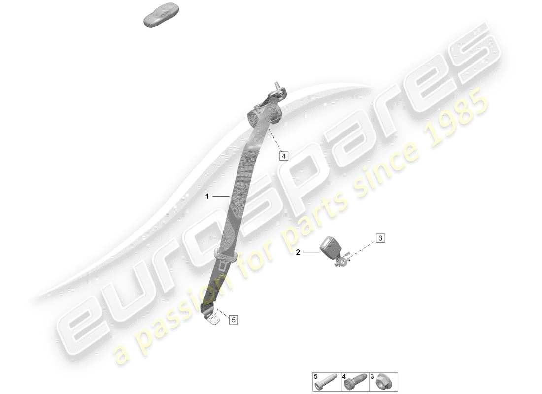 porsche 2019 (992-1) three-point seat belt part diagram