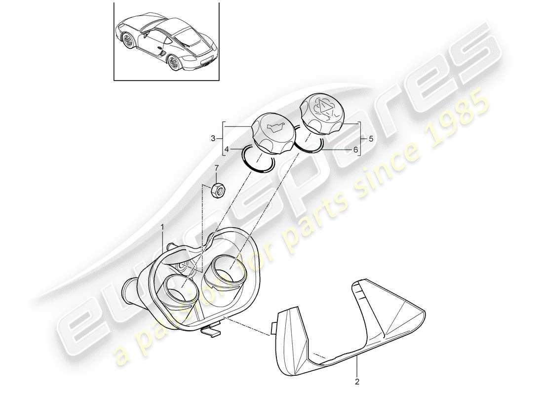 porsche 2010 (987 cayman) water cooling 4 part diagram