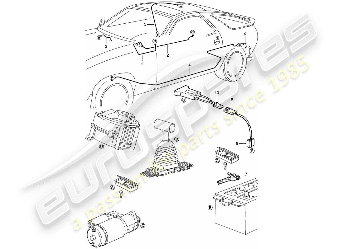 porsche 1985 (928) harness - passenger compartment part diagram