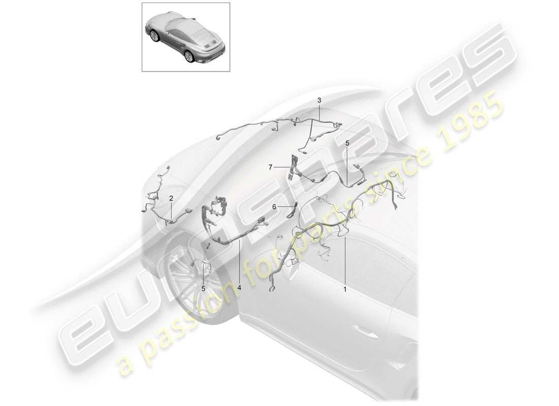 porsche 2015 (991-1 turbo) wiring harnesses part diagram