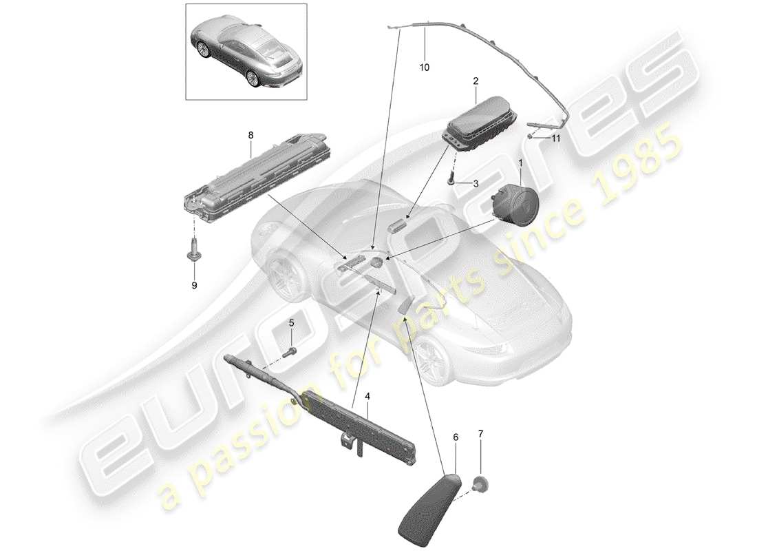 porsche 991 gen. 2 (2019) airbag part diagram