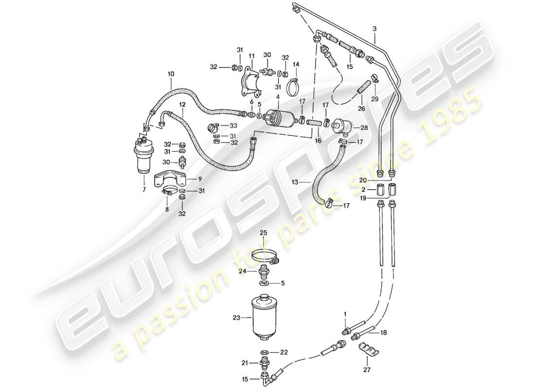 porsche 1976 (924) fuel system - f 92-49100 001>> - f >> 92-49103 157 part diagram