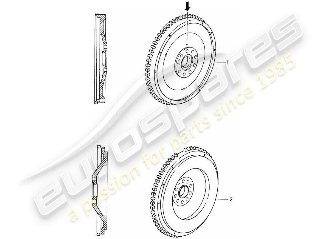 porsche 2008 (refurbished and exchange catalogue) flywheel part diagram