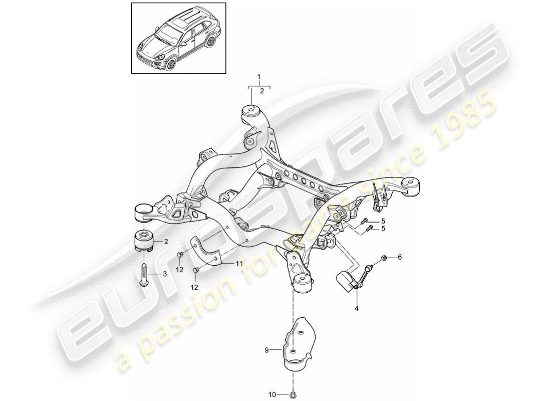 porsche cayenne e2 (2013) rear axle part diagram