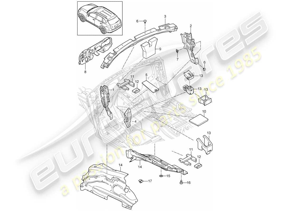 porsche 2016 (cayenne e2 92a) sound absorber part diagram