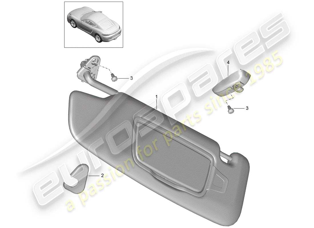 porsche 2019 (718 cayman) sun vizors part diagram