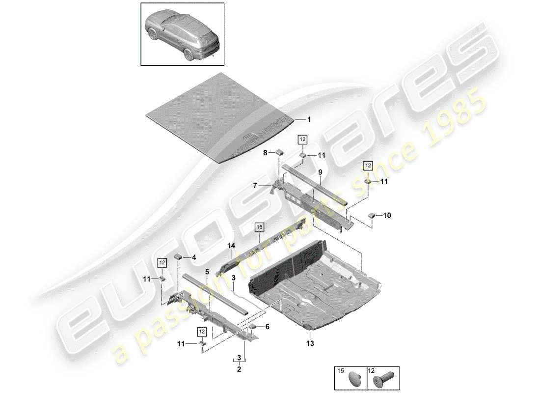 porsche 2018 (cayenne e3 9ya/9yb) lining part diagram
