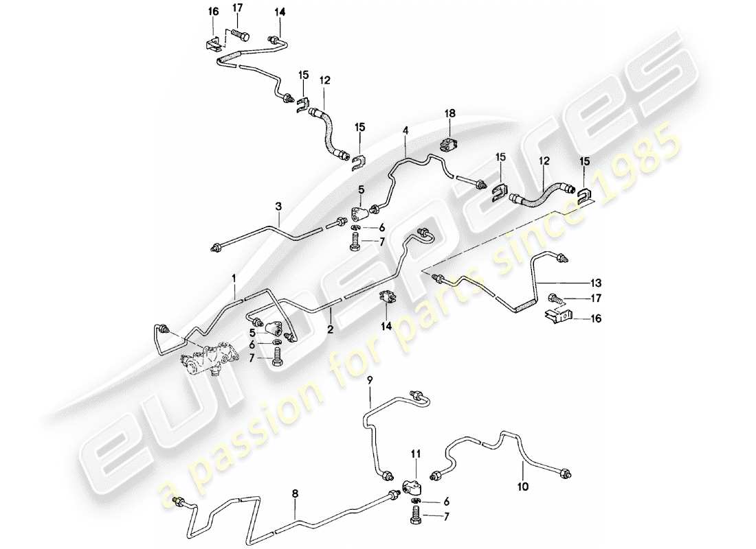 porsche 1984 (924) brake lines part diagram