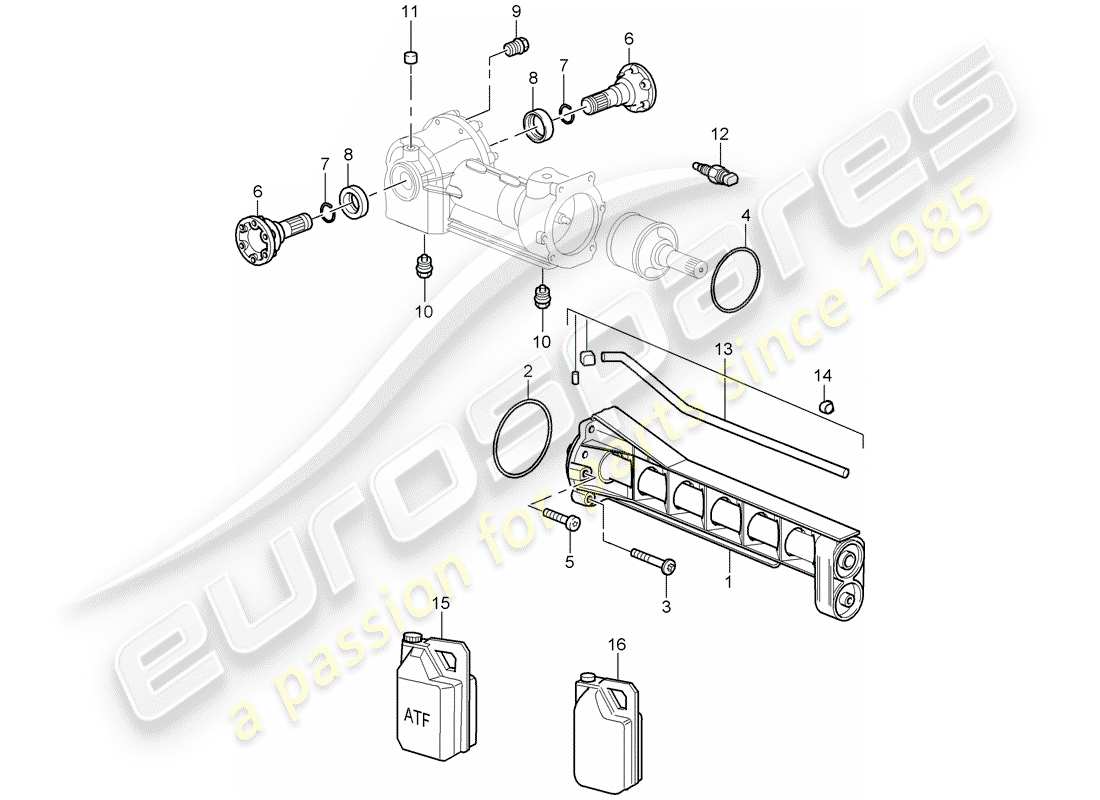 porsche 2008 (997-1 turbo / gt2) front axle differential part diagram