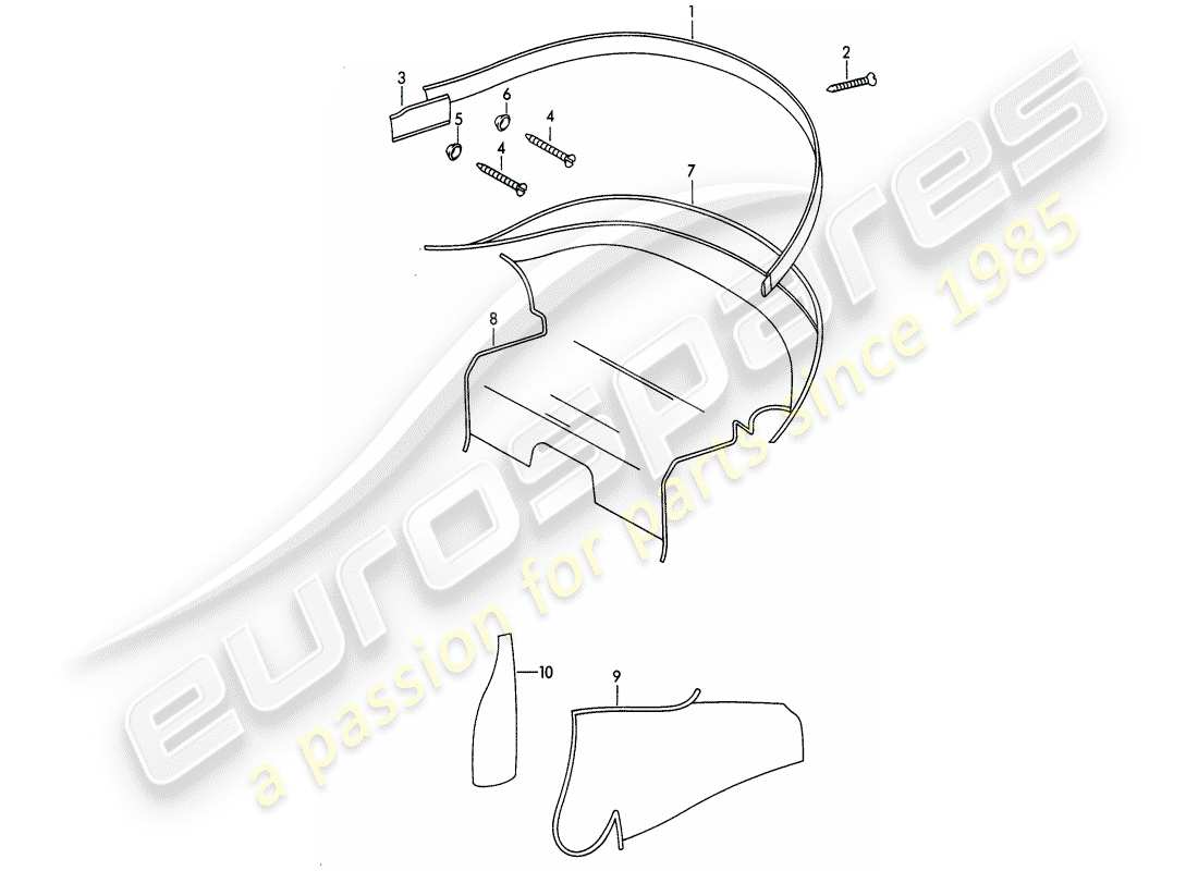 porsche 1961 (356b/356c) trims - interior equipment part diagram