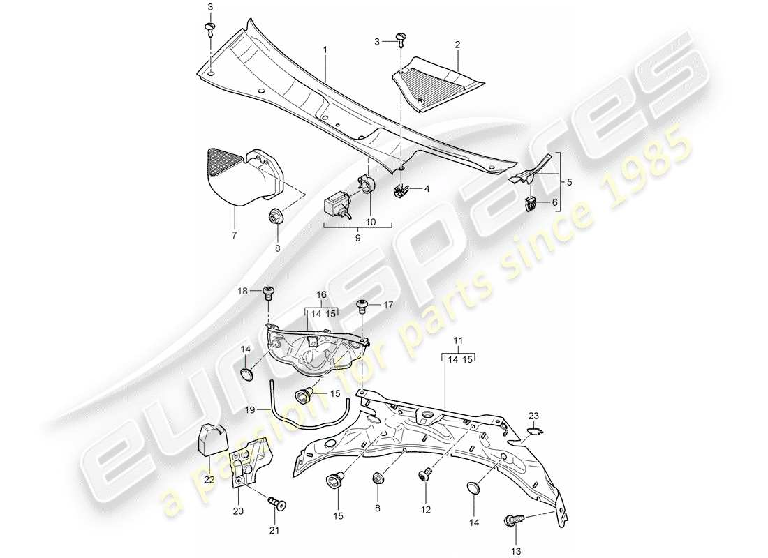 porsche 2010 (cayenne e1 9pa) cover part diagram