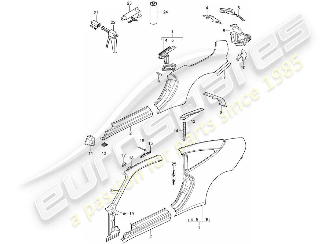 porsche 2010 (997-2) side panel part diagram