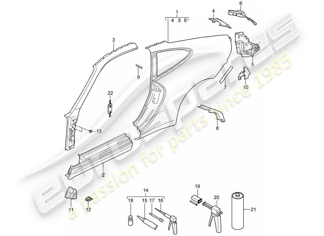 porsche 2011 (997-2) side panel part diagram