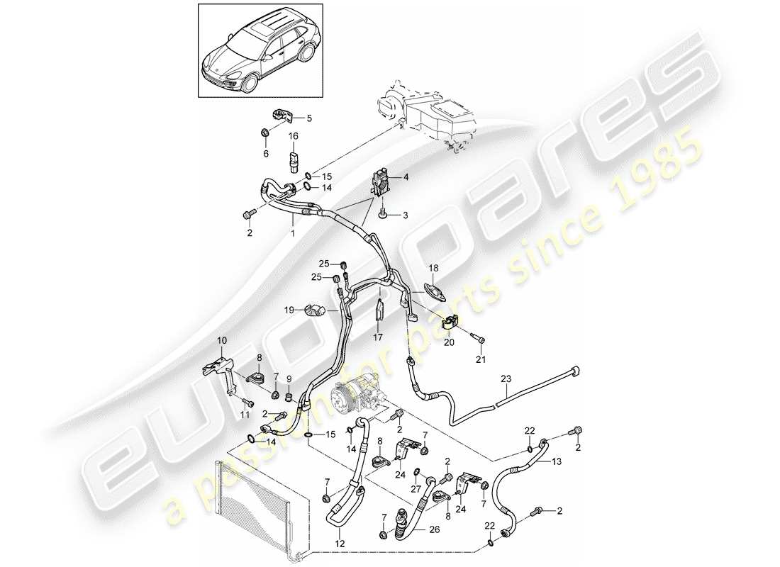 porsche cayenne e2 (2018) refrigerant circuit parts diagram