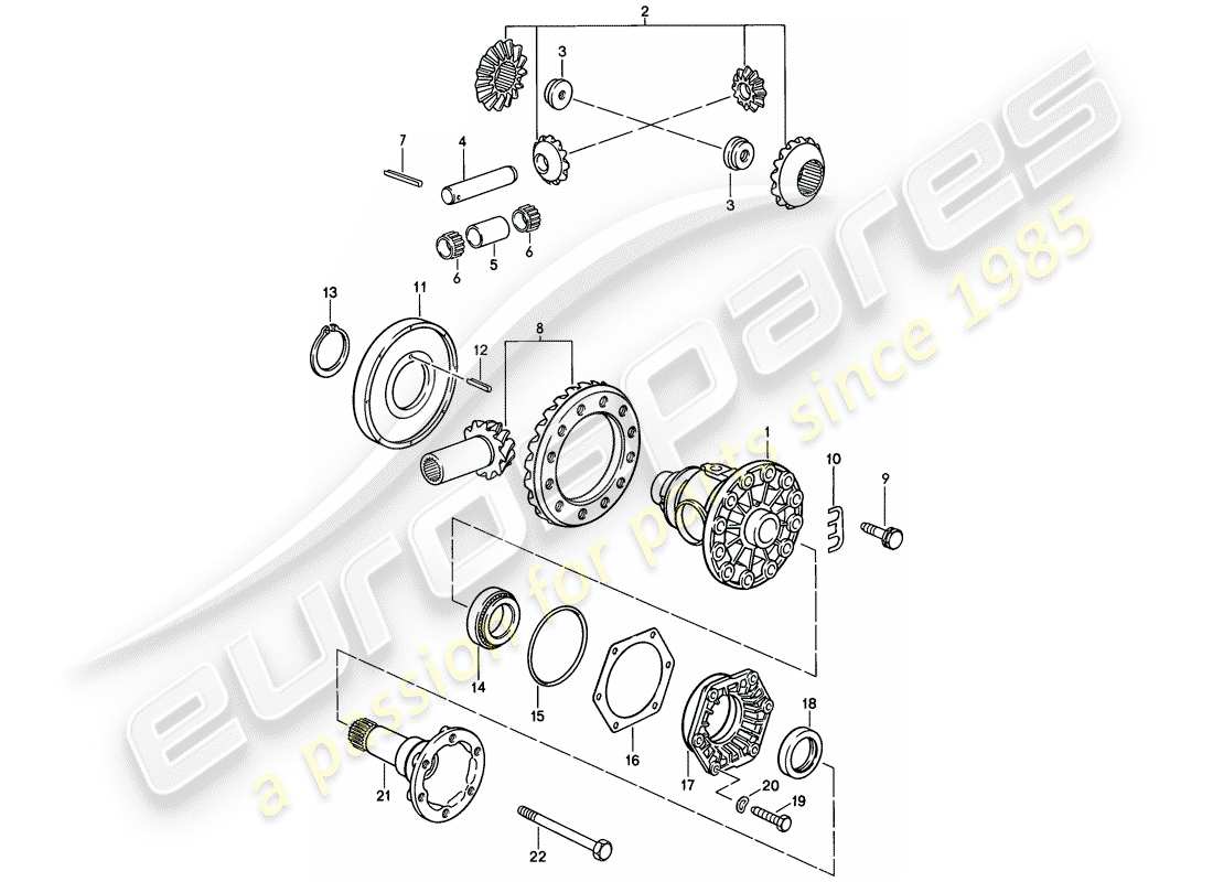 porsche 1986 (928) automatic transmission - differential - 2 part diagram