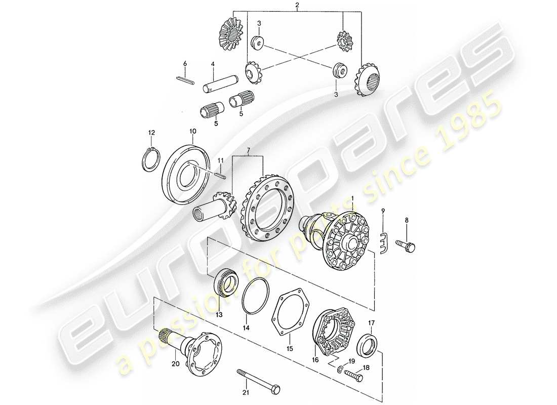 porsche 1987 (928) automatic transmission - differential 2 part diagram
