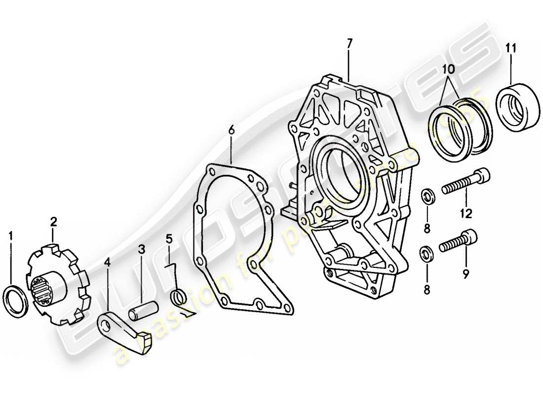 porsche 1984 (928) automatic transmission - intermediate plate - parking lock part diagram