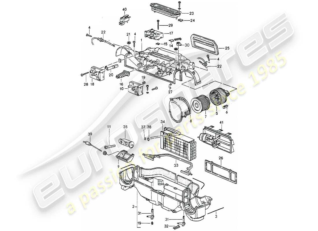 porsche 1998 (993) heater - air conditioner - single parts parts diagram