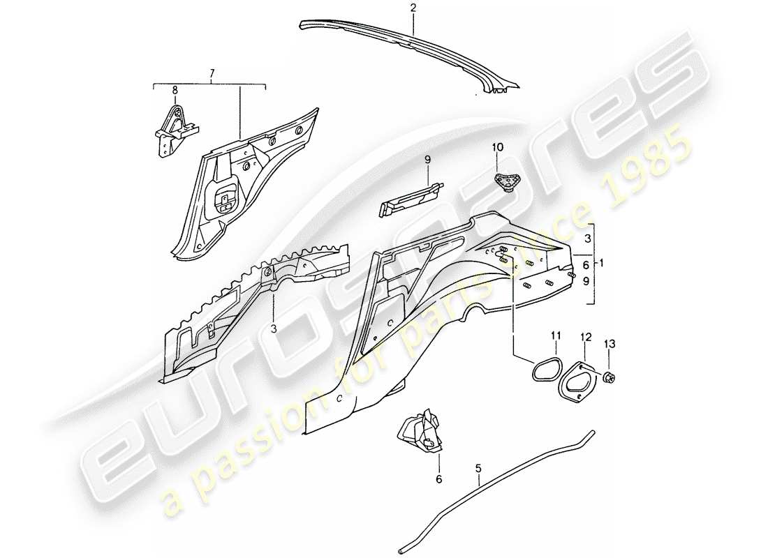 porsche 1998 (993) wheel housing parts diagram