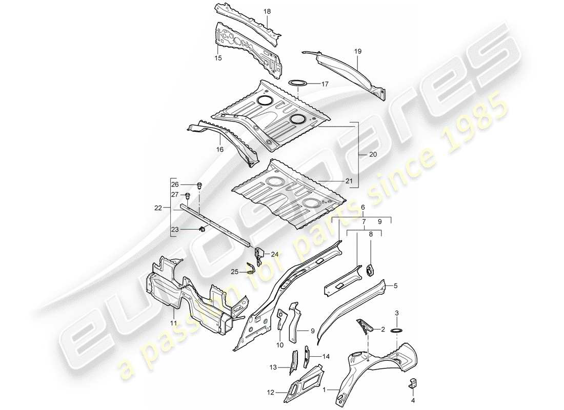 porsche 2008 (987 cayman) rear end part diagram