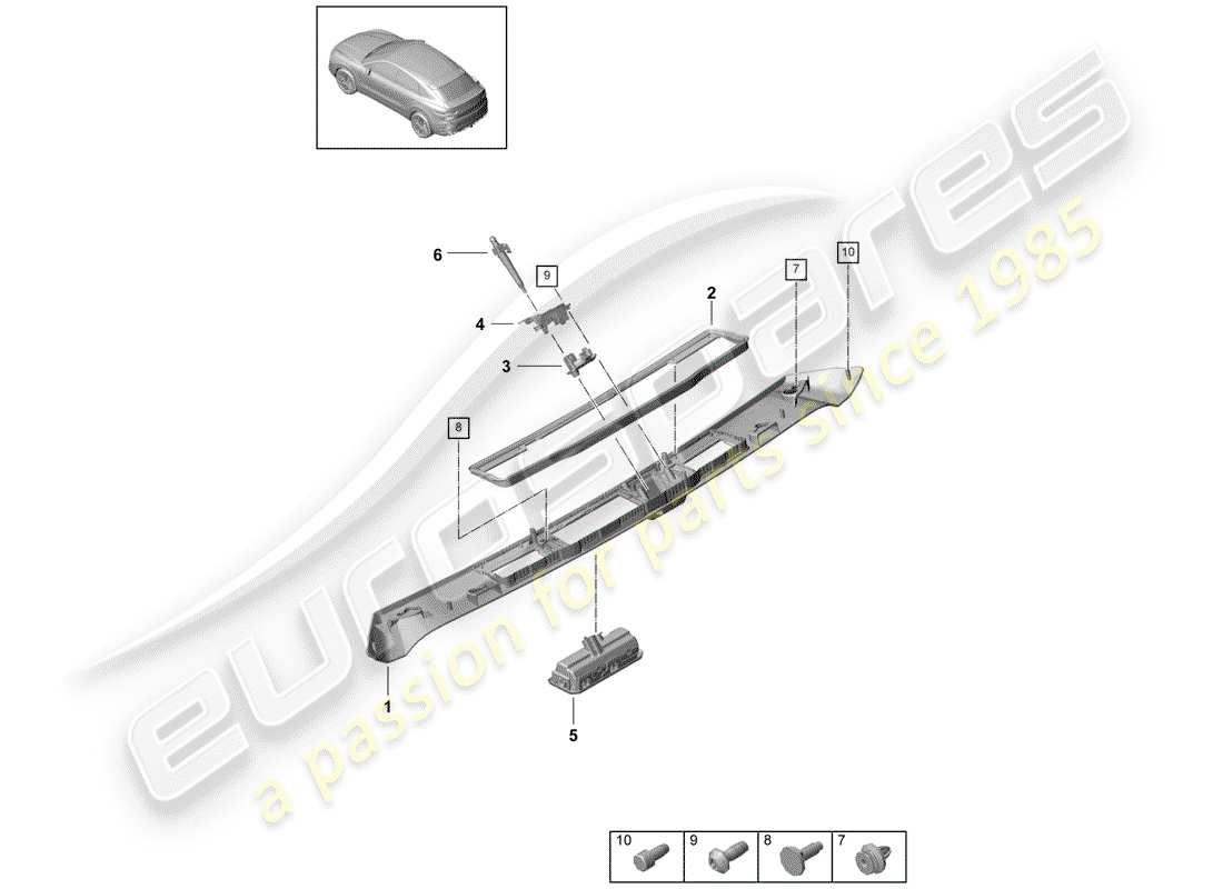 porsche cayenne e3 (2018) rear trunk lid part diagram