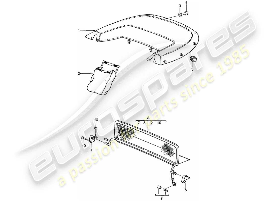 porsche 1998 (993) boot cover - windscreen parts diagram