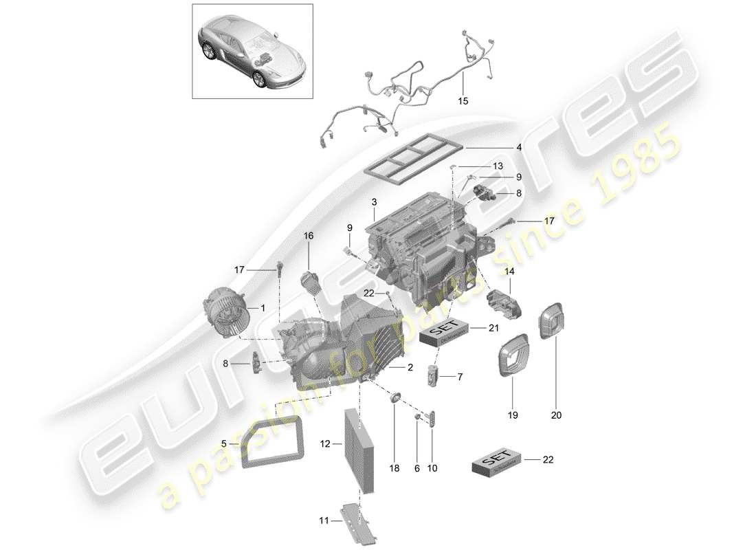 porsche 2019 (718 cayman) air conditioner part diagram