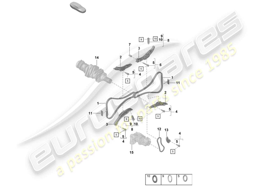 porsche 2020 (718 cayman) chain tensioner timing chain parts diagram