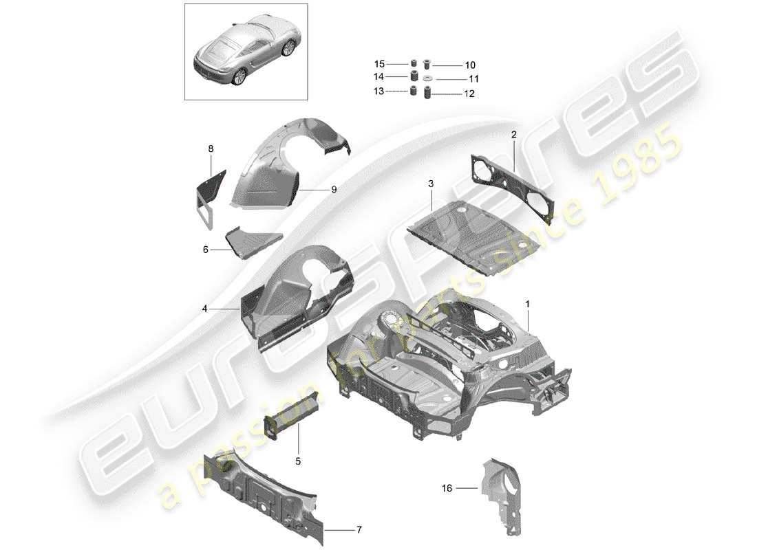 porsche cayman 981 (2014) rear end part diagram