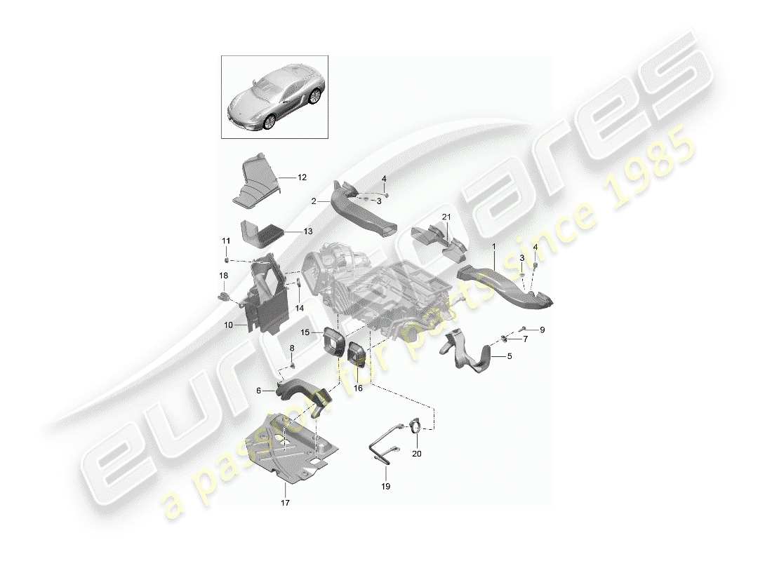 porsche cayman 981 (2014) air duct part diagram