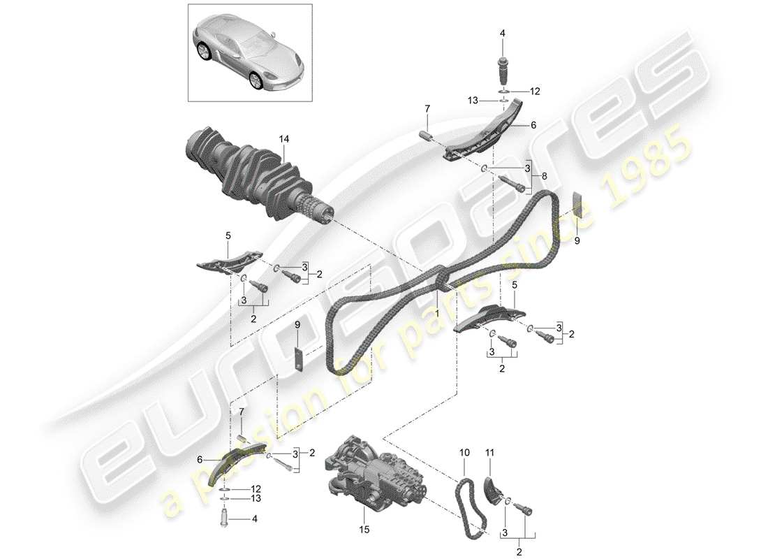 porsche 2017 (718 cayman) timing chain part diagram