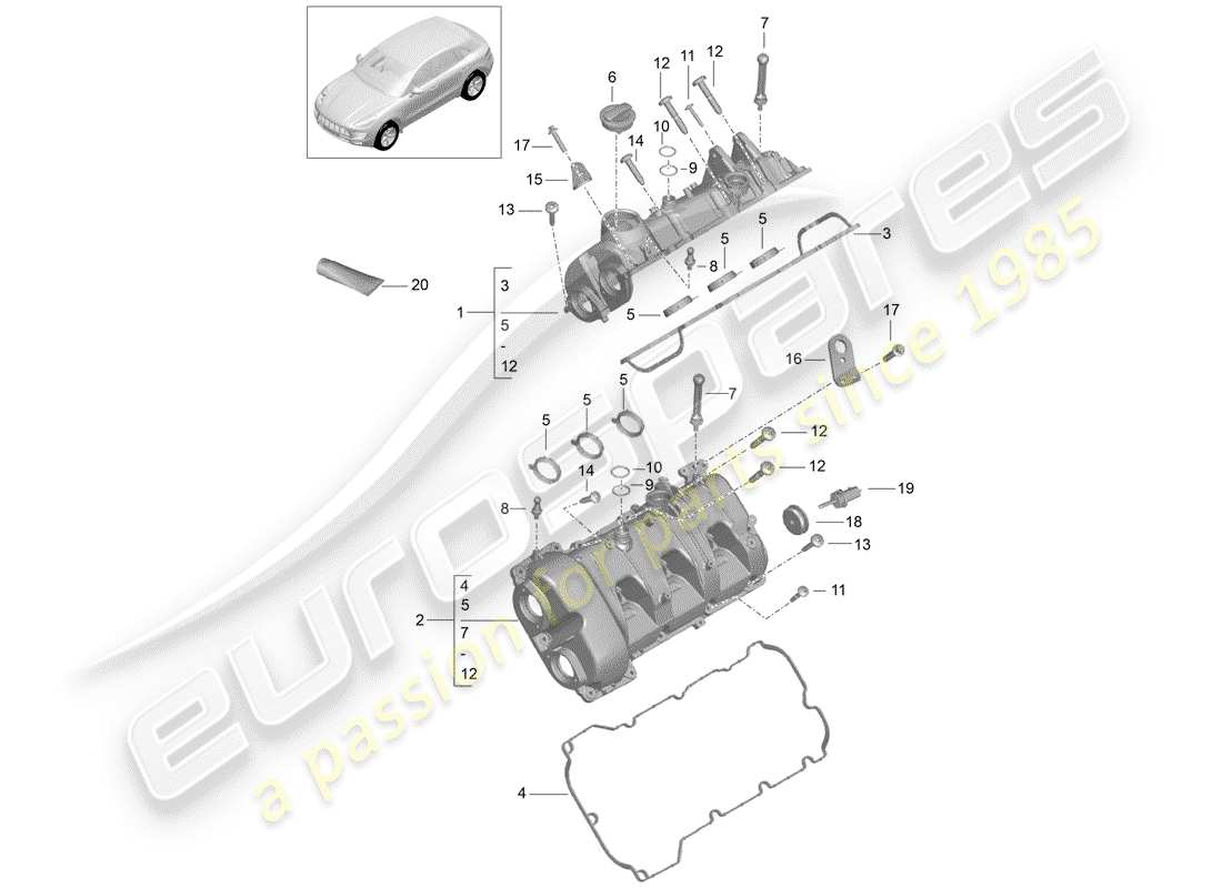 porsche 2017 (macan) valve cover part diagram