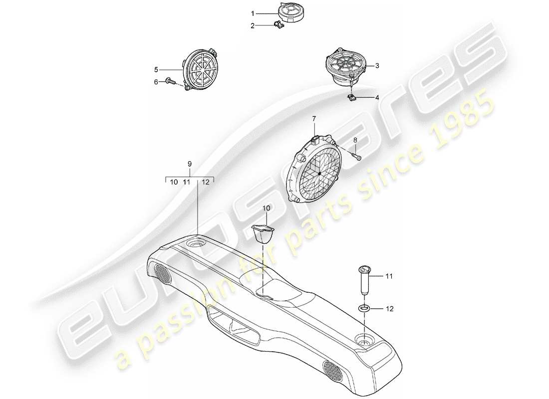 porsche 2007 (987 boxster) loudspeaker part diagram