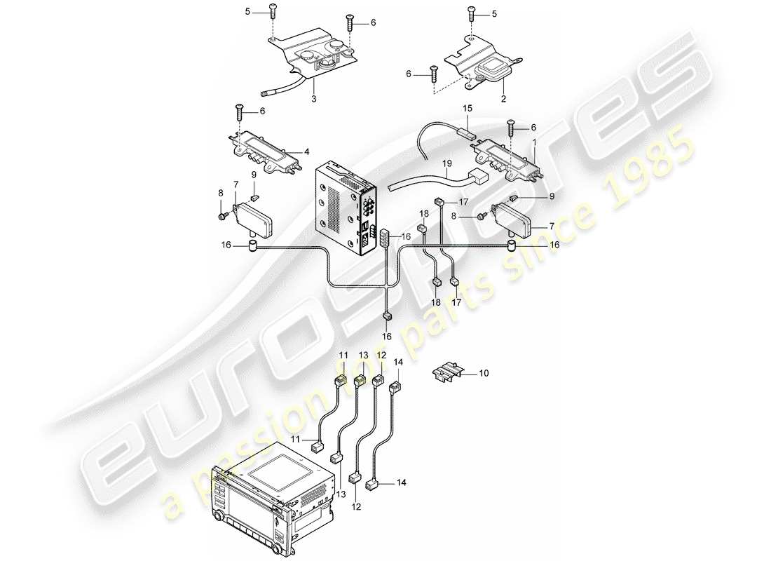 porsche 2010 (cayenne e1 9pa) antenna booster part diagram