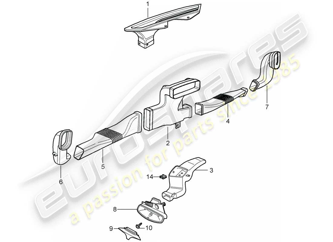 porsche 2008 (987 cayman) heater part diagram