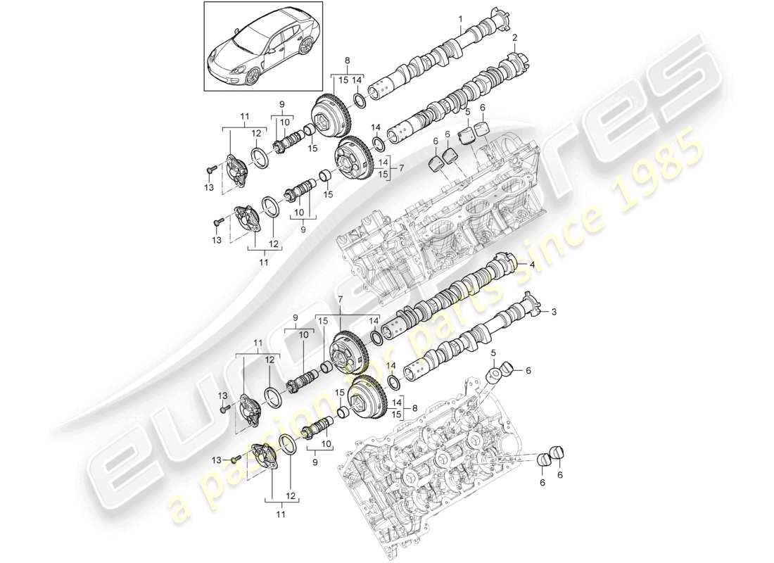 porsche 2010 (cayenne e1 9pa) camshaft parts diagram
